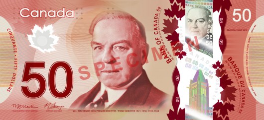 Le billet canadien de 50$ en polymère