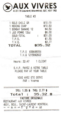 The meaning of the symbols in restaurant receipts : r/montreal
